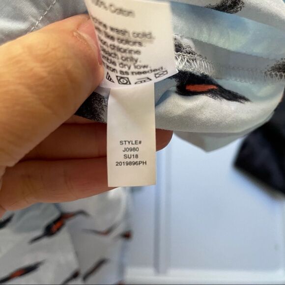 J Crew Factory IKat Off‎ Shoulder Shift Mini Dress blue Cotton Women’s Size XXS - Picture 6 of 7